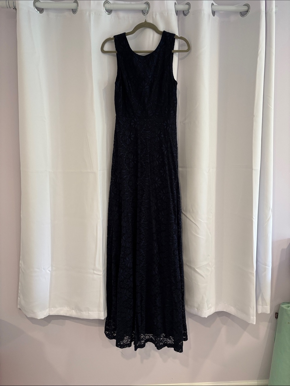 Lulu's Navy Sleeveless Lace Maxi Gown